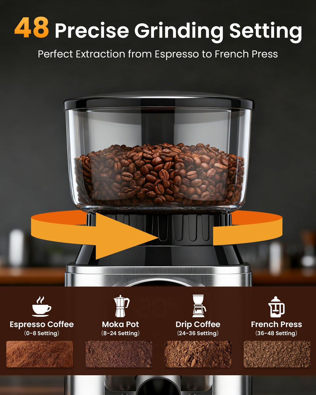 Electric Conical Burr Coffee Grinder D495