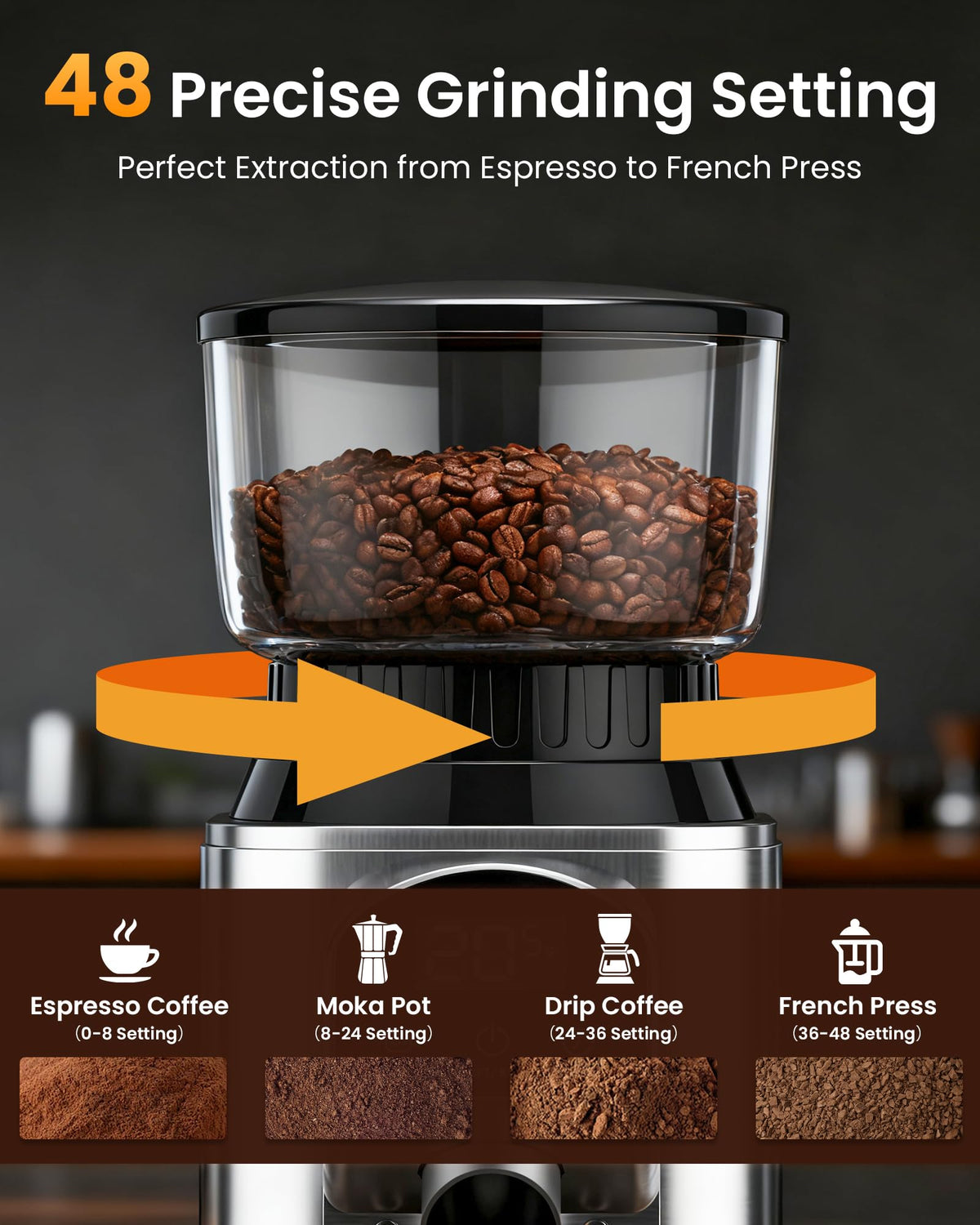 Electric Conical Burr Coffee Grinder D495