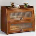 Wooden 2 Tier Roll Top Bread Box G3242