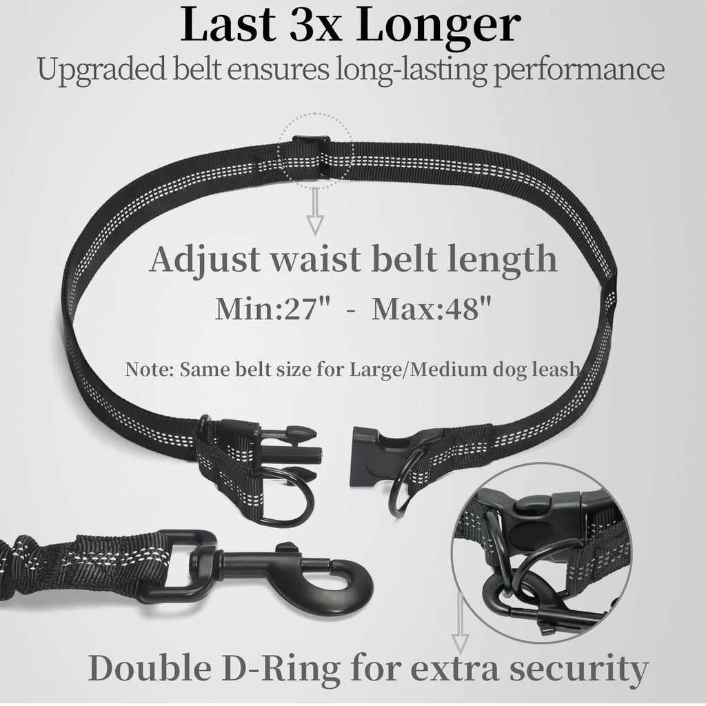 Hands Free Dog Leash with Zipper Pouch, Large, Black H57121