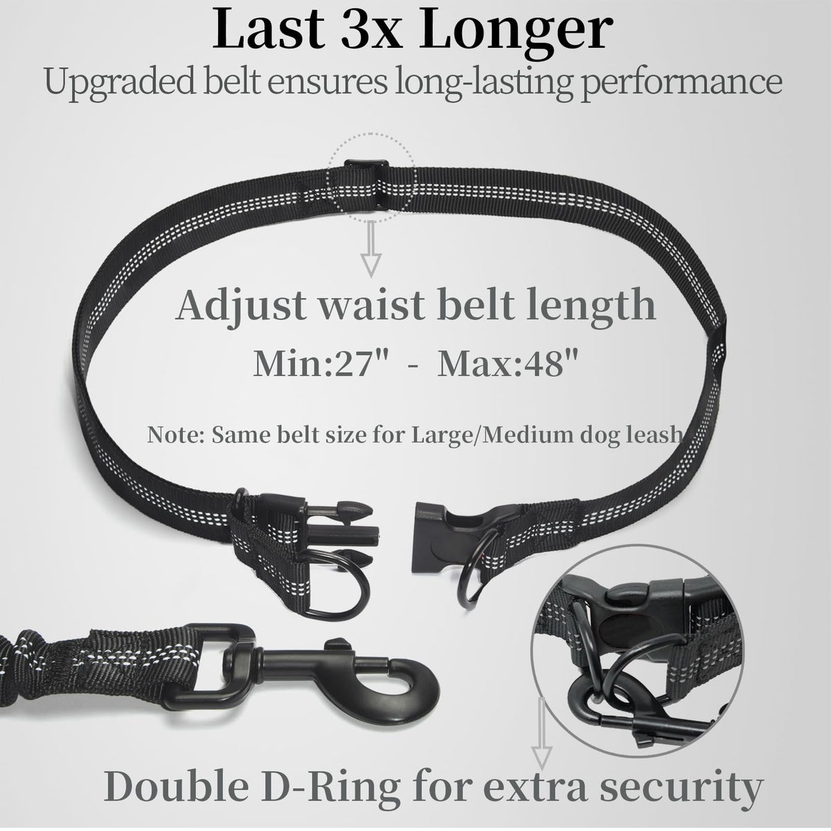 Hands Free Dog Leash with Zipper Pouch, Large, Black H57121