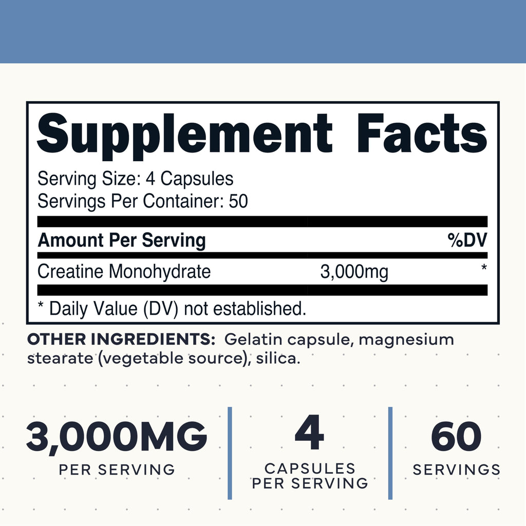 Creatine Monohydrate Capsules 3,000mg 200 Count S248246