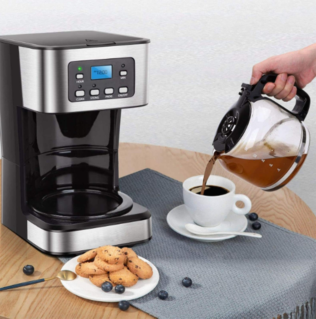 12 Cup Programmable Drip Coffee Maker with Glass Carafe N98630