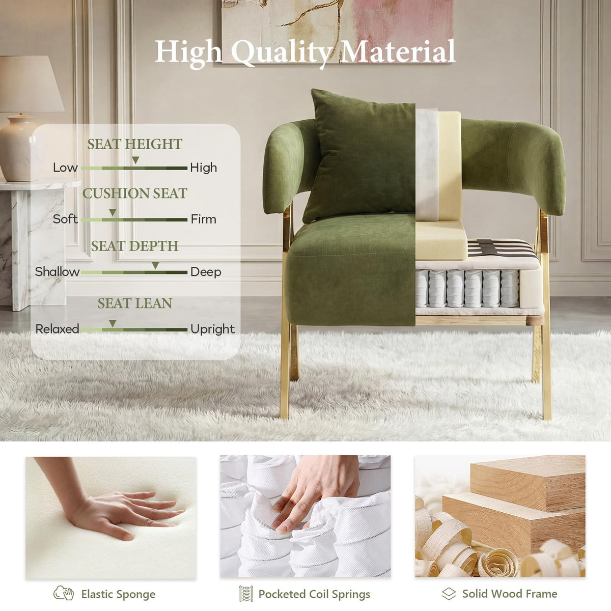 Green Velvet Accent Chairs Set of 2 H8035