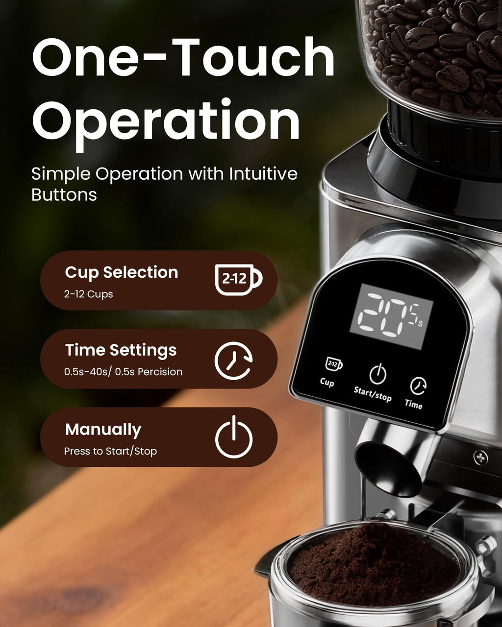 Electric Conical Burr Coffee Grinder D495
