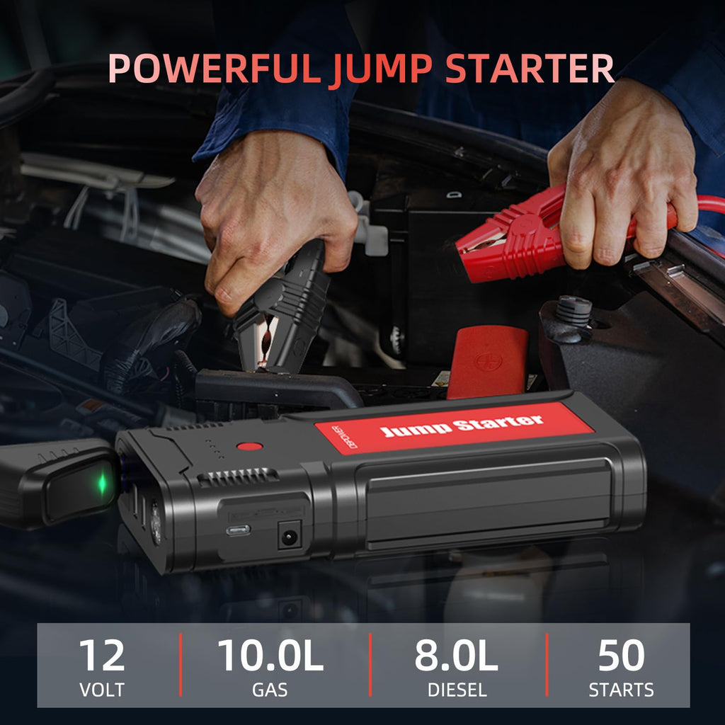Portable 12V Car Jump Starter with Smart Clamp Cables I282404