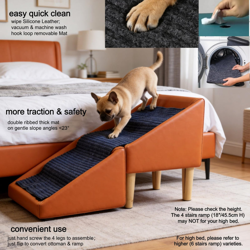 Foldable Dog Cat Stair Ramp Solid Wood Ottoman 18in H P73773