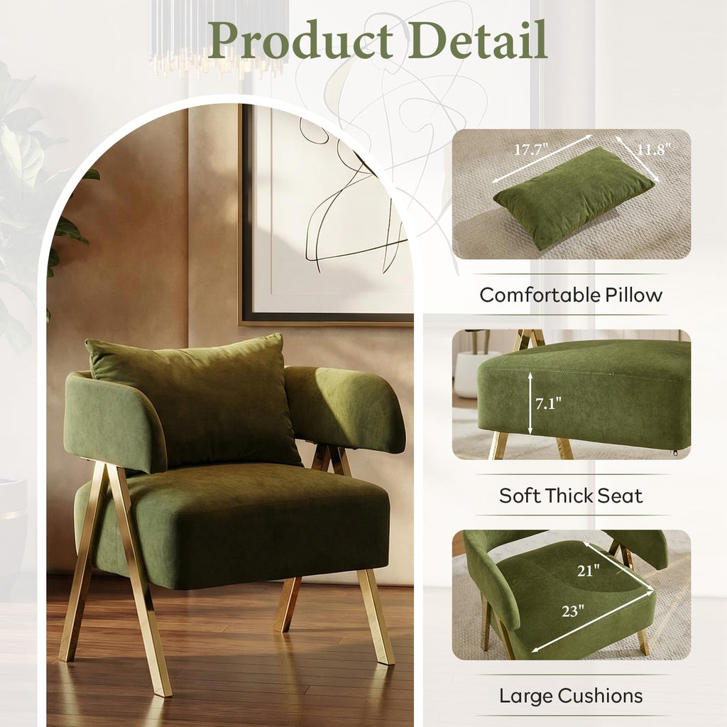 Green Velvet Accent Chairs Set of 2 H8035
