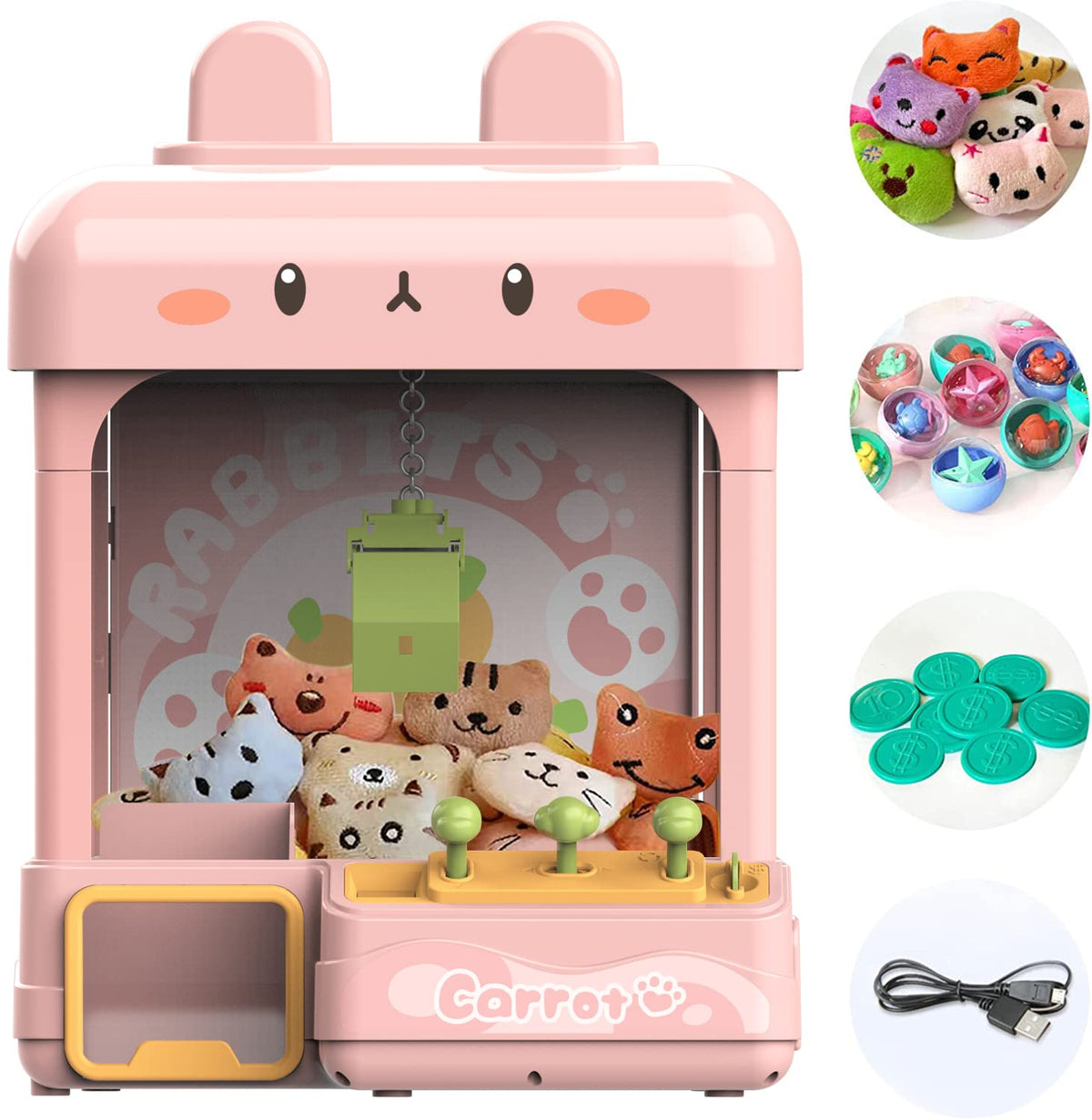 Large Claw Machine with Prizes, Adjustable Sound & Light, Mini Vending Machine, Electronic Arcade Crane Game, Candy Dispenser Toy S24648