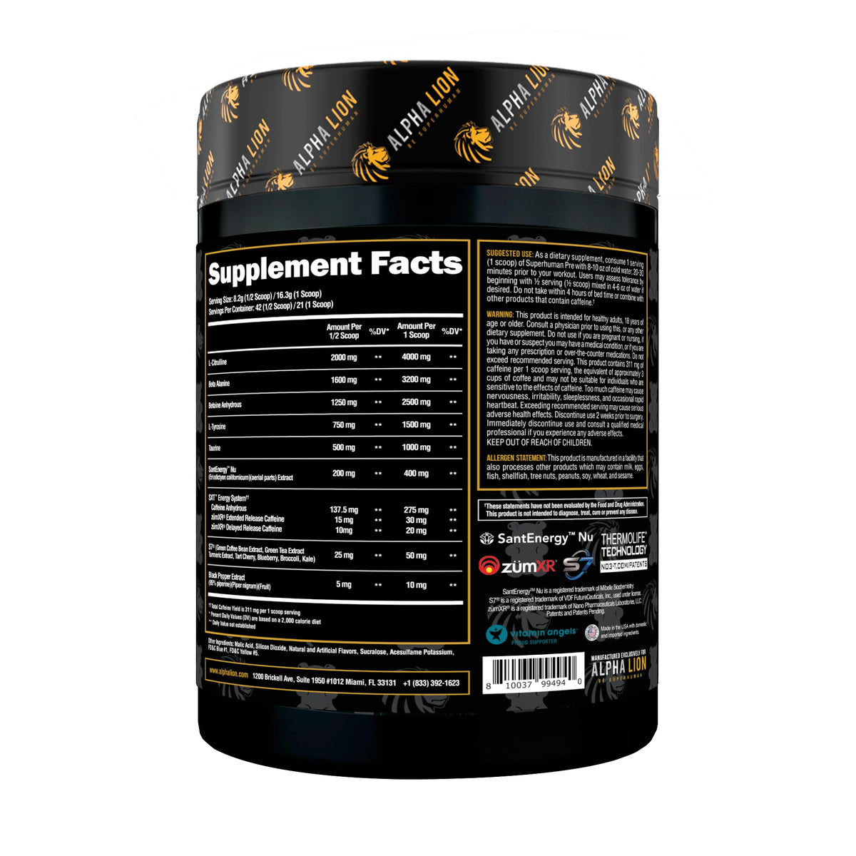Pre Workout Powder with Beta Alanine, L-Taurine & Caffeine, 21 Servings Sour Gummy Bear O234185