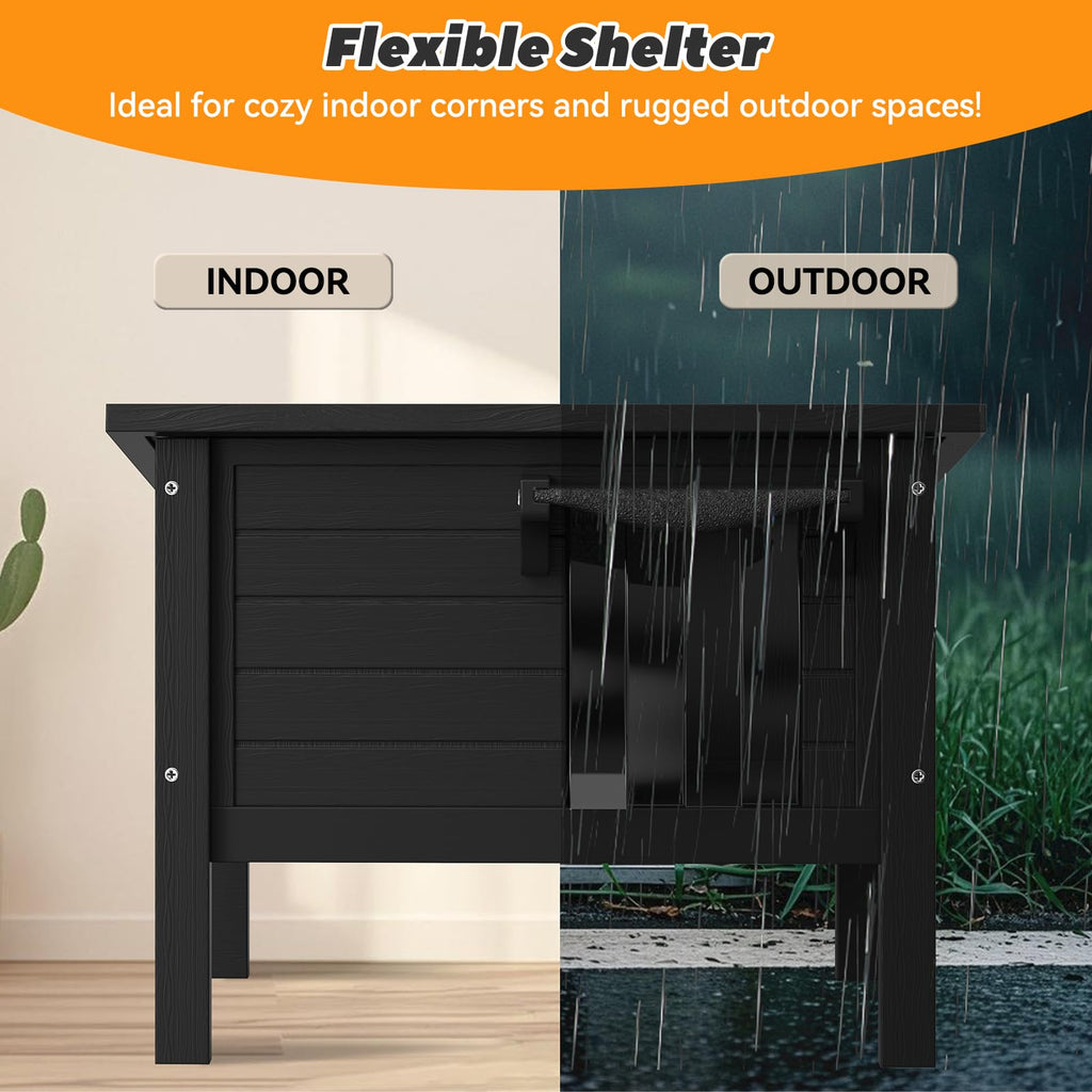 Weatherproof Insulated Solid Wood Outdoor Cat House M6066