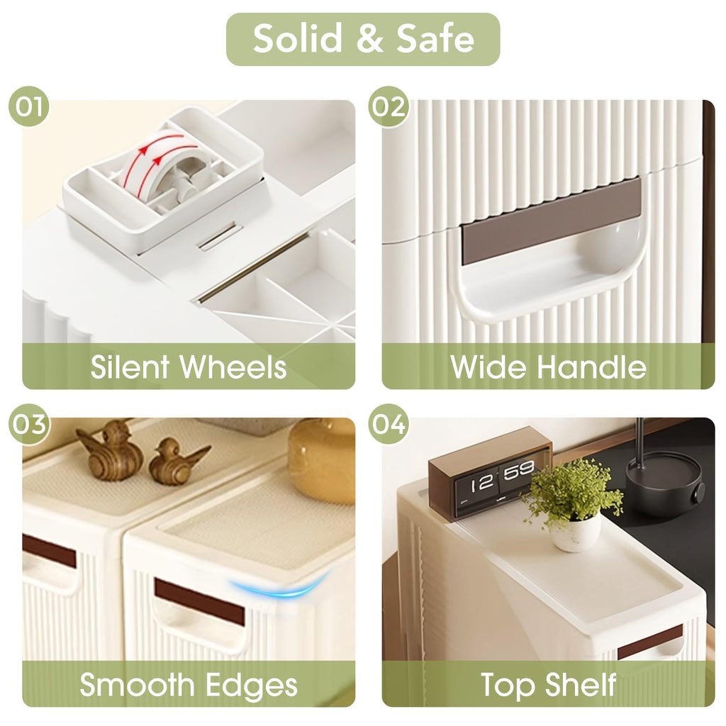 White 3 Drawers Narrow Plastic Bathroom Storage Cabinet E88808