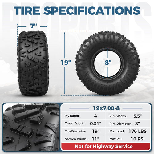 19x7-8 4-Ply All Terrain ATV/UTV Tires Set of 2 G8686
