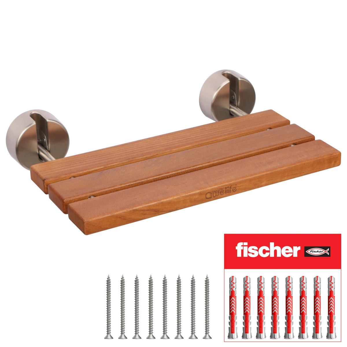 20" Teak Folding Shower Seat Wall Mount H124