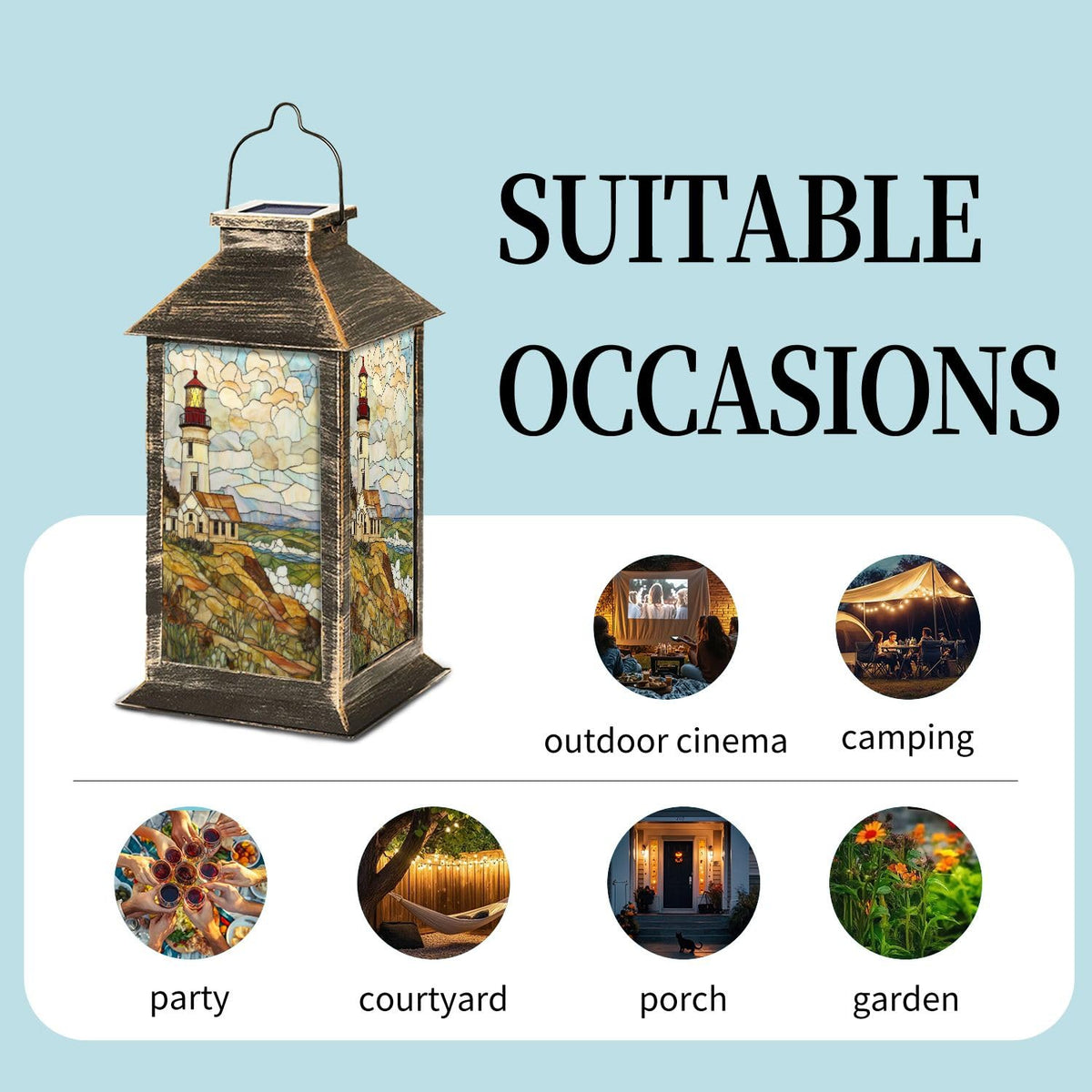 Solar Powered Outdoor Waterproof Hanging Lantern 1 Pack E64025