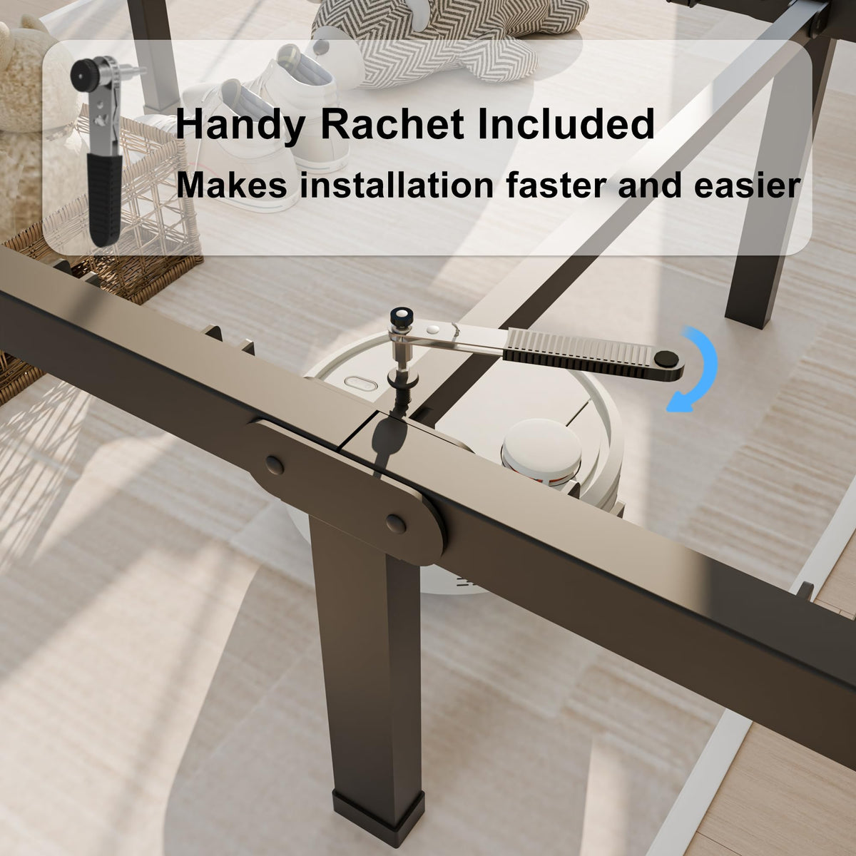 Queen Bed Frame with Headboard Hole and Steel Slats Support B1266