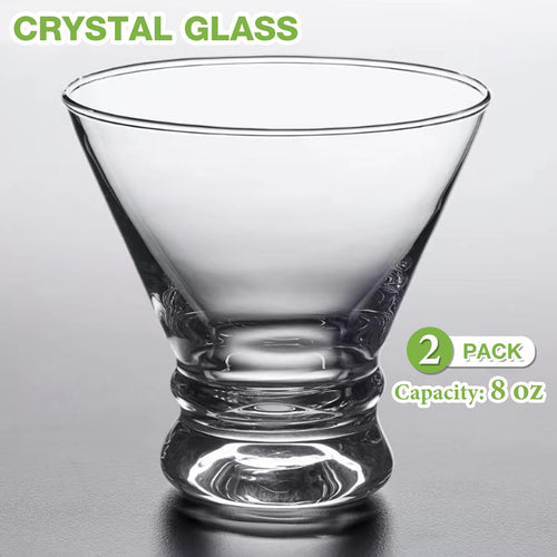 2 Pack 8 Ounce Stemless Martini Glasses T138