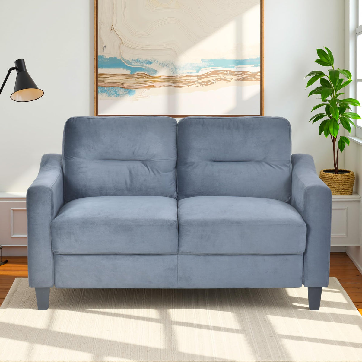 Light Gray Velvet Upholstered Loveseat Sofa N471189