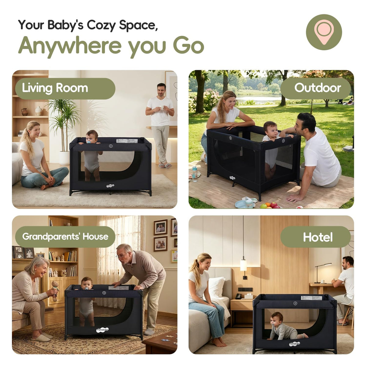 Portable Black Baby Playard G248761
