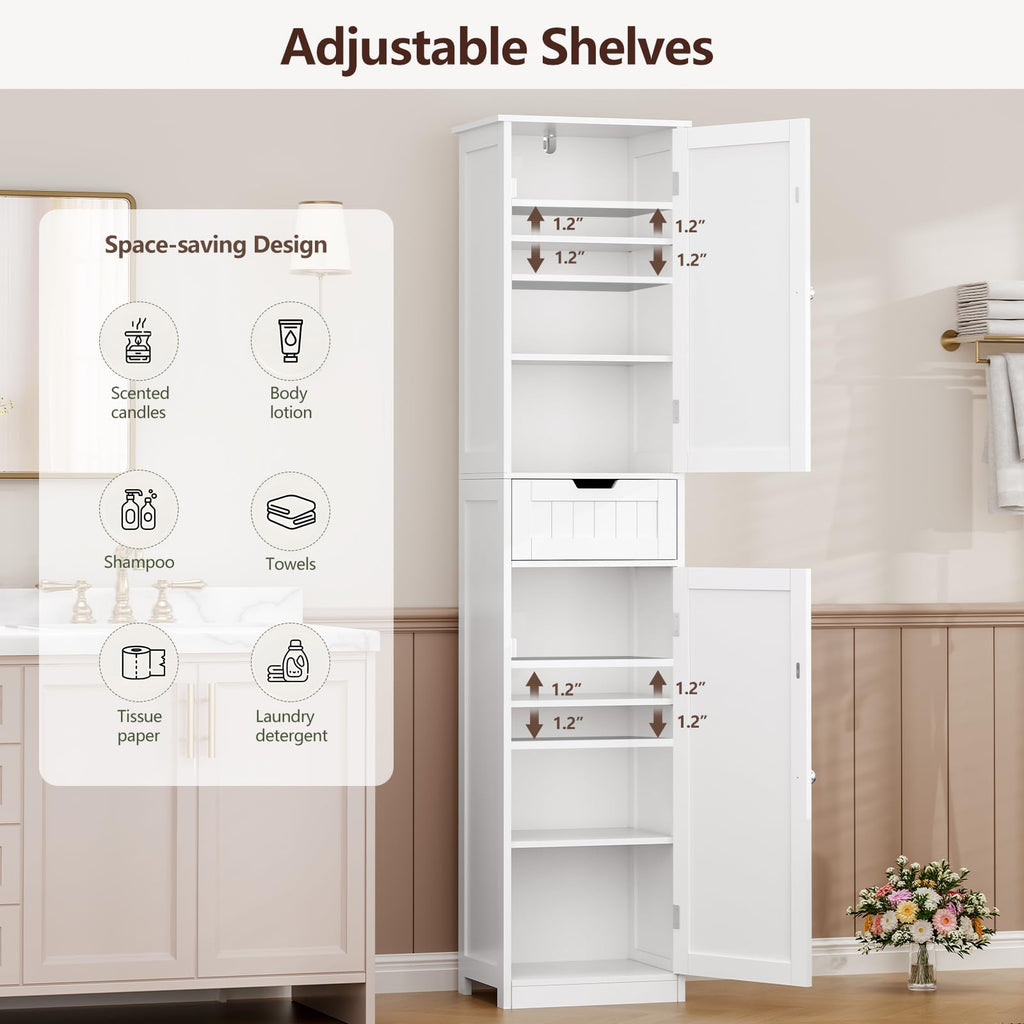 66.9" Tall Bathroom Storage Cabinet with 2 Doors & 1 Drawer Y375174