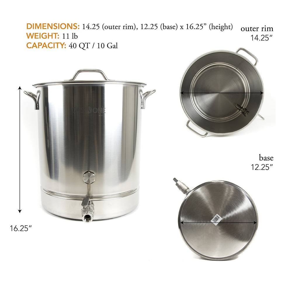 10 Gallon Stainless Steel Brew Kettle Pot 4 PC Set I8301