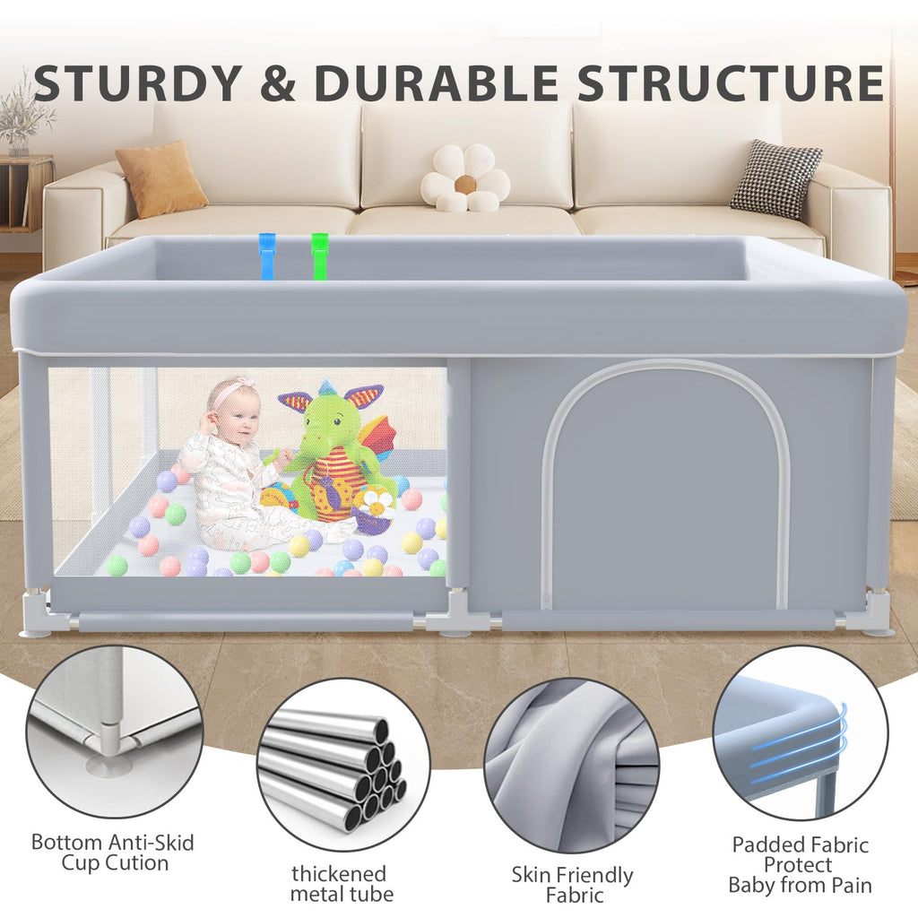 50 x 50 Inch Baby Playpen with Breathable Mesh T886