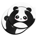 Black White Absorbent Round Car Coasters 2pcs Set H9781