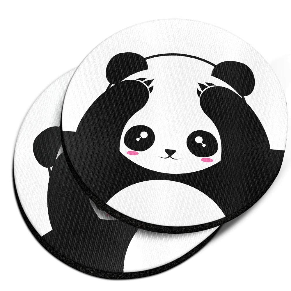 Black White Absorbent Round Car Coasters 2pcs Set H9781