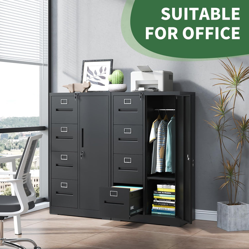 4 Drawer Black Vertical File Cabinet with Lock M4485