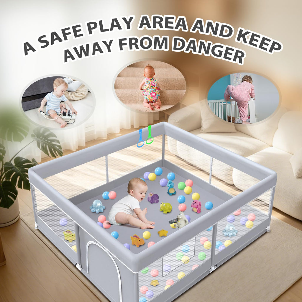 50 x 50 Inch Baby Playpen with Breathable Mesh T886