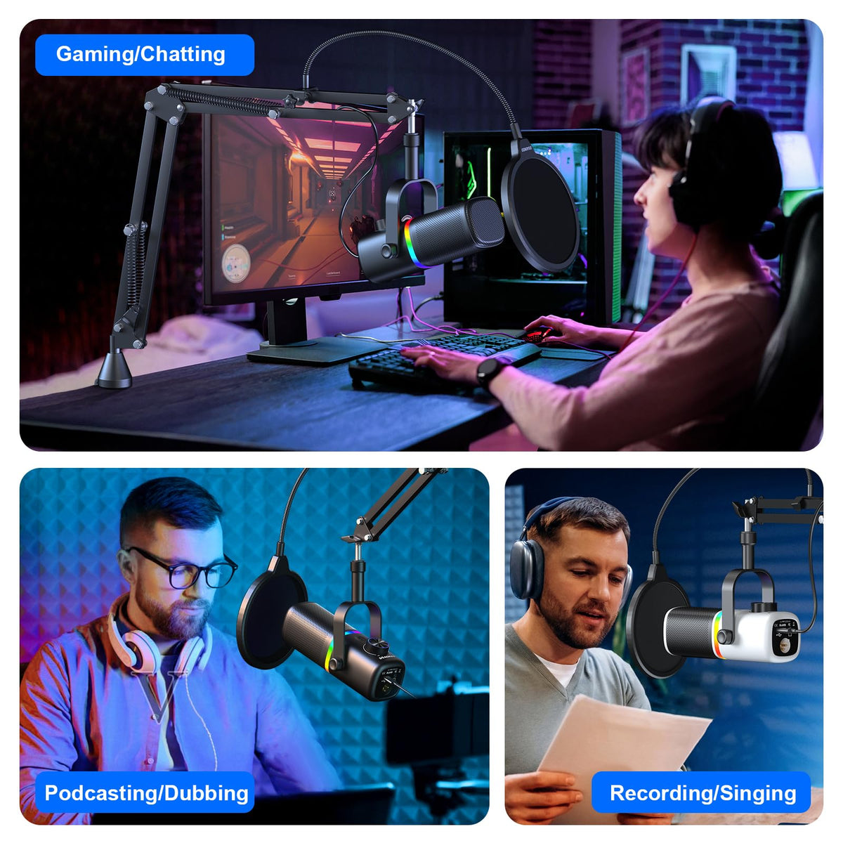 USB Condenser Gaming Microphone with Mic Arm B180