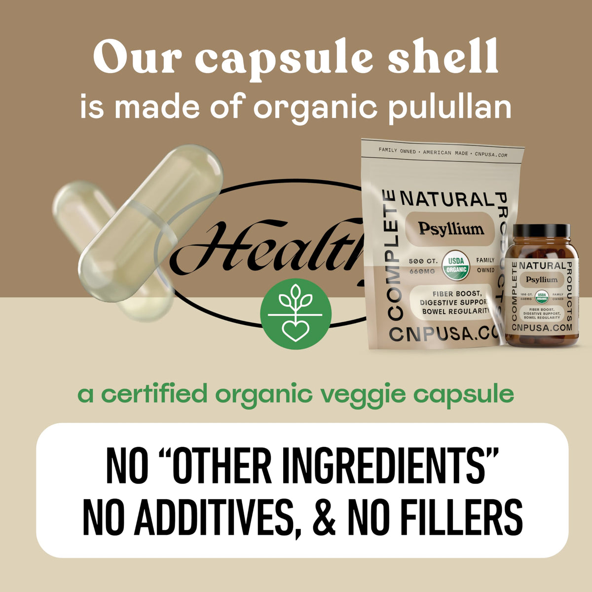 Organic Psyllium Husk Capsules 660mg 500ct Z957
