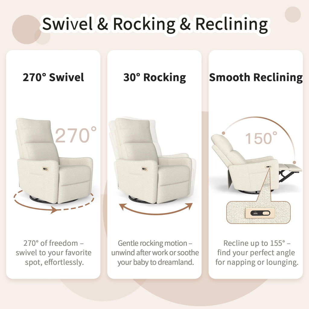 Power Swivel Recliner Chair with USB Charging Port S772