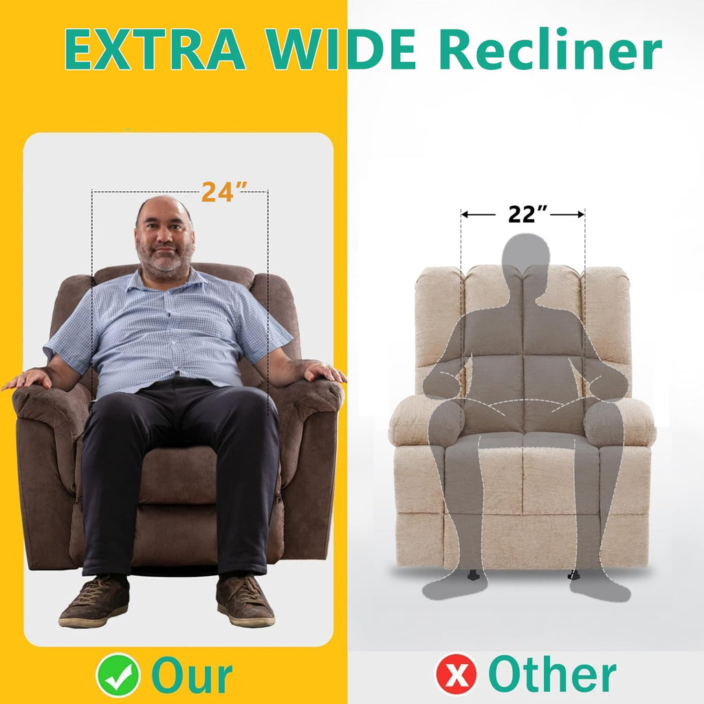 Oversized Manual Swivel Rocker Recliner Chair I582