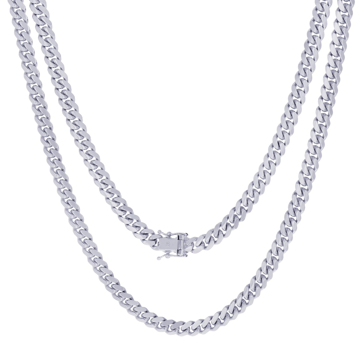 14K White Gold Cuban Link Chain Necklace J447305