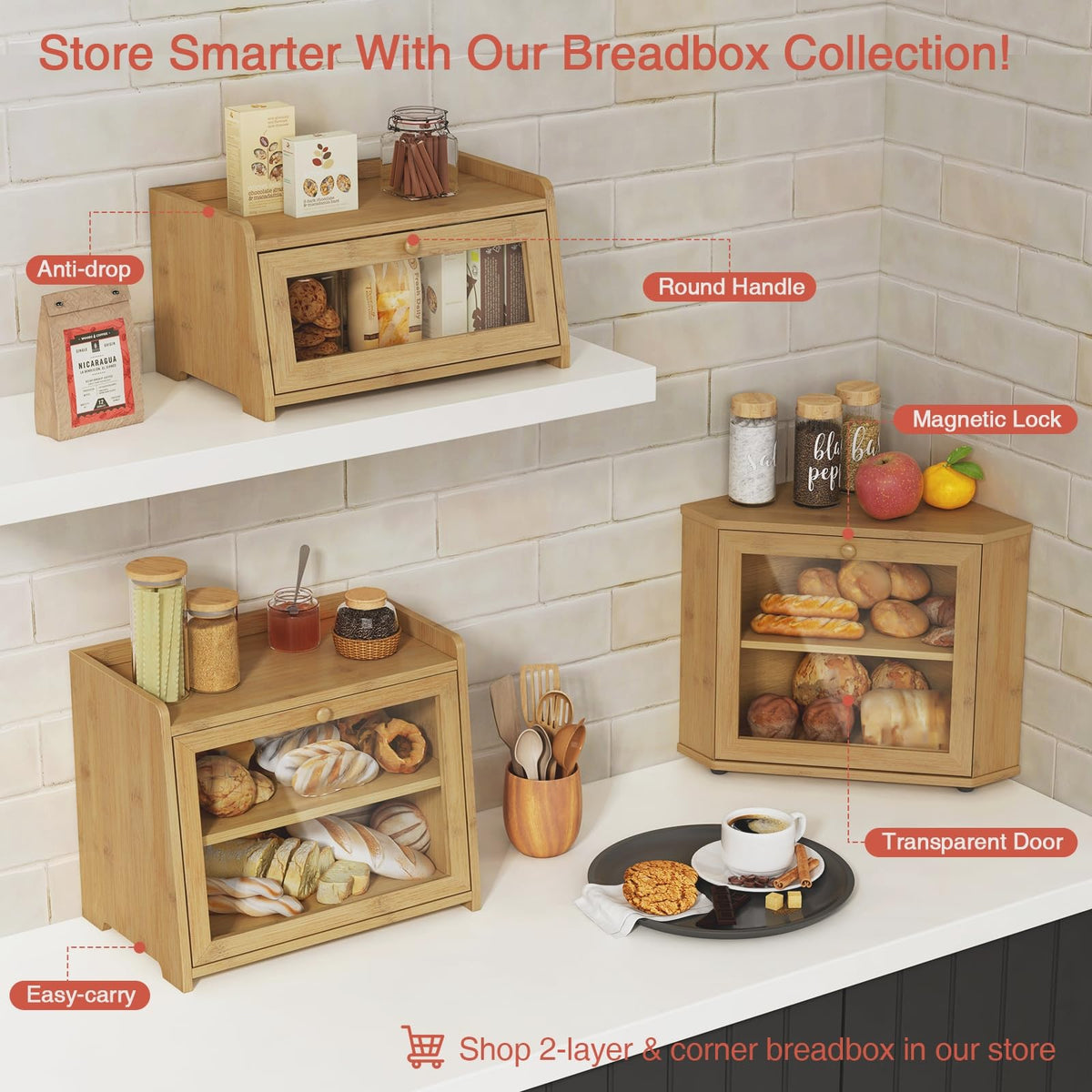 Wood Bread Box with Window M863