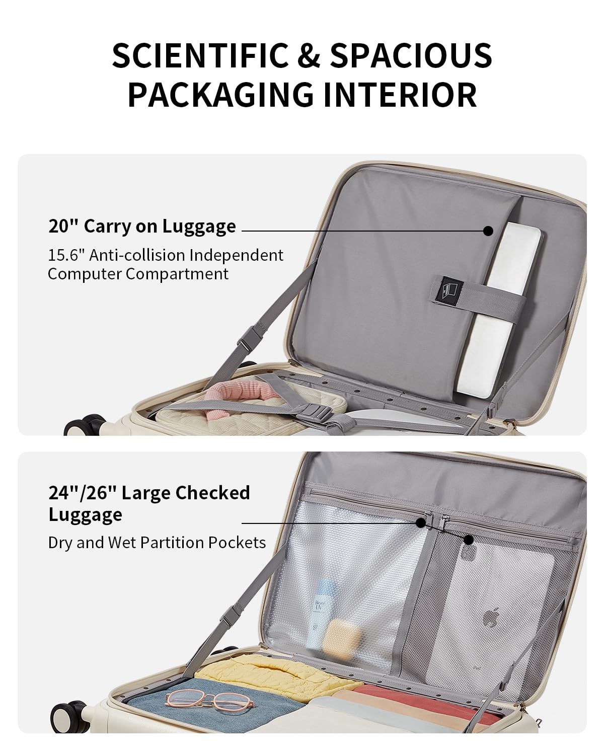 20 Inch Lightweight Hardside Carry On Luggage with Spinner Wheels D1456