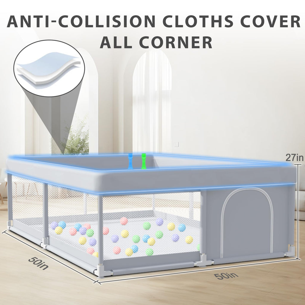 50 x 50 Inch Baby Playpen with Breathable Mesh T886