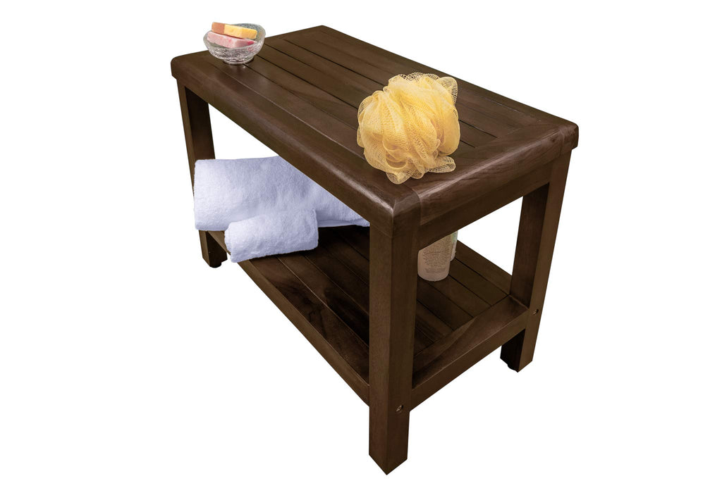 24" Teak Shower Bench with Shelf I1563