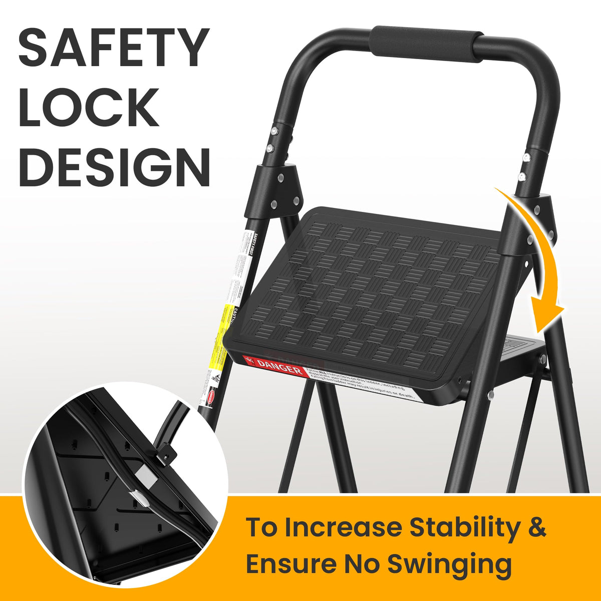 3 Step Folding Ladder with Anti-Slip Pedal U76766