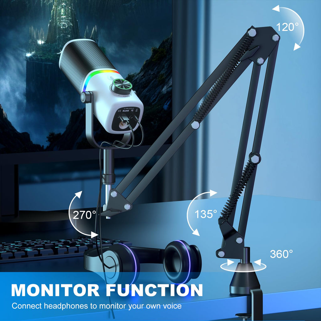 USB Condenser Gaming Microphone with Mic Arm B180