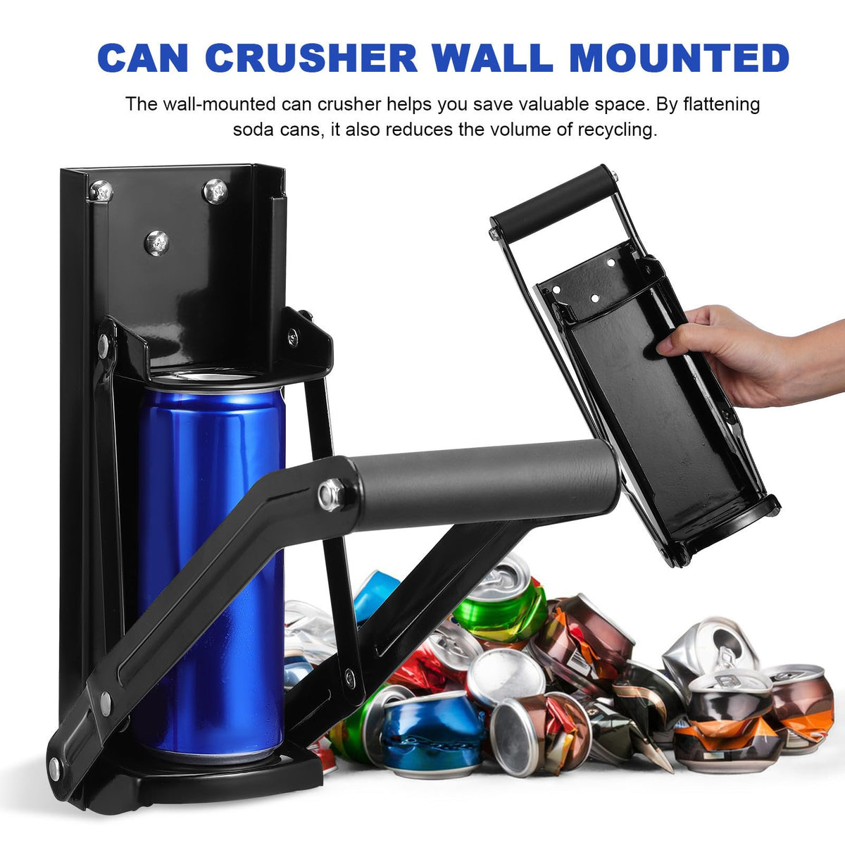 Wall Mounted Stainless Steel Can Crusher with Bottle Opener J266