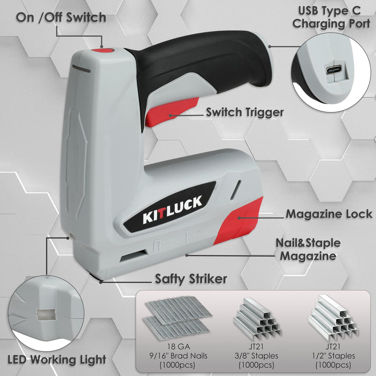 4V Cordless Electric Staple Gun R765