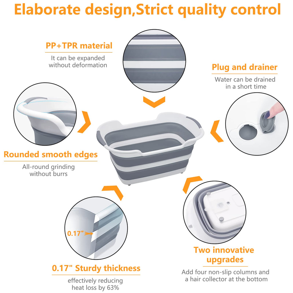 27L Collapsible Pet Bathtub with Drainage Hole I901578