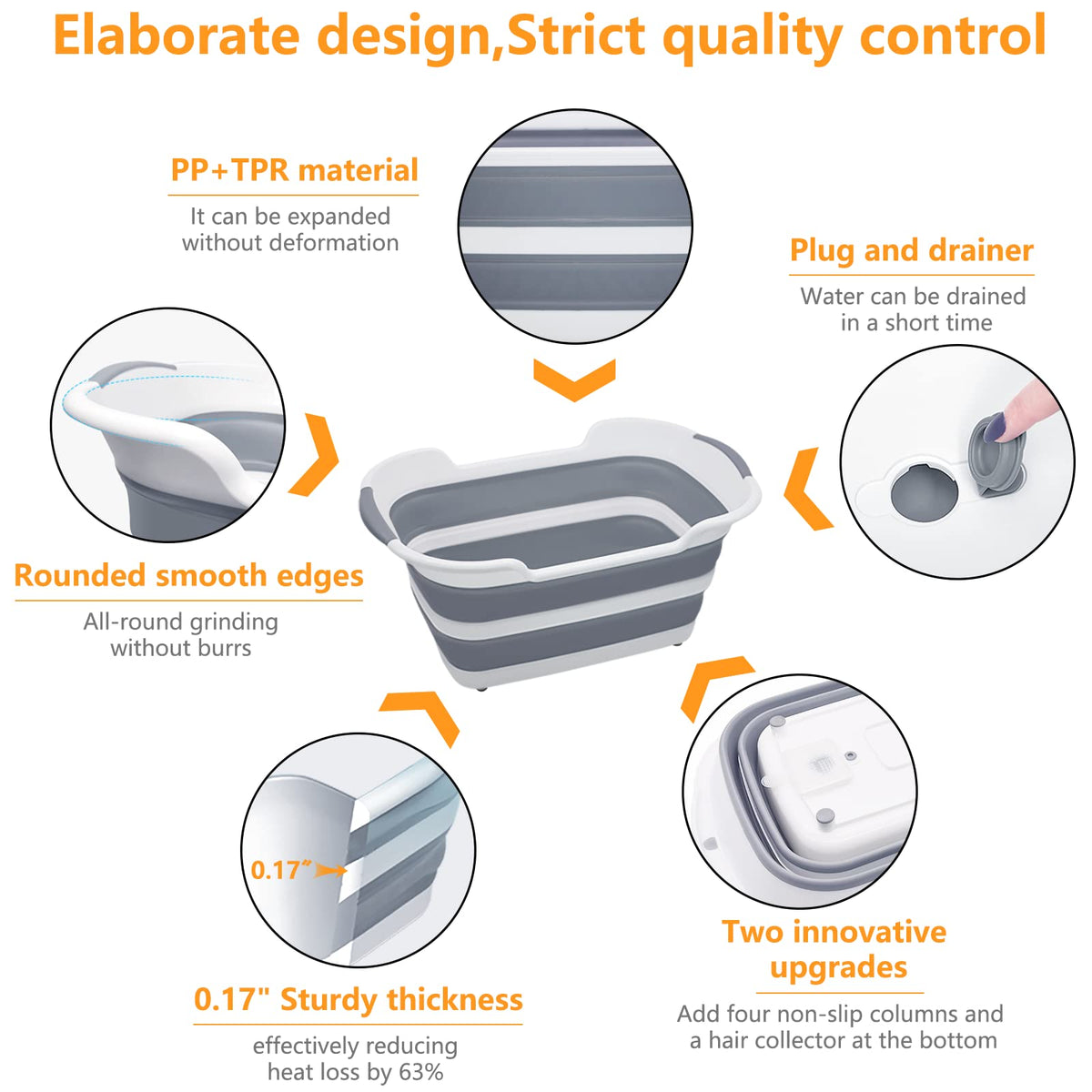 27L Collapsible Pet Bathtub with Drainage Hole I901578