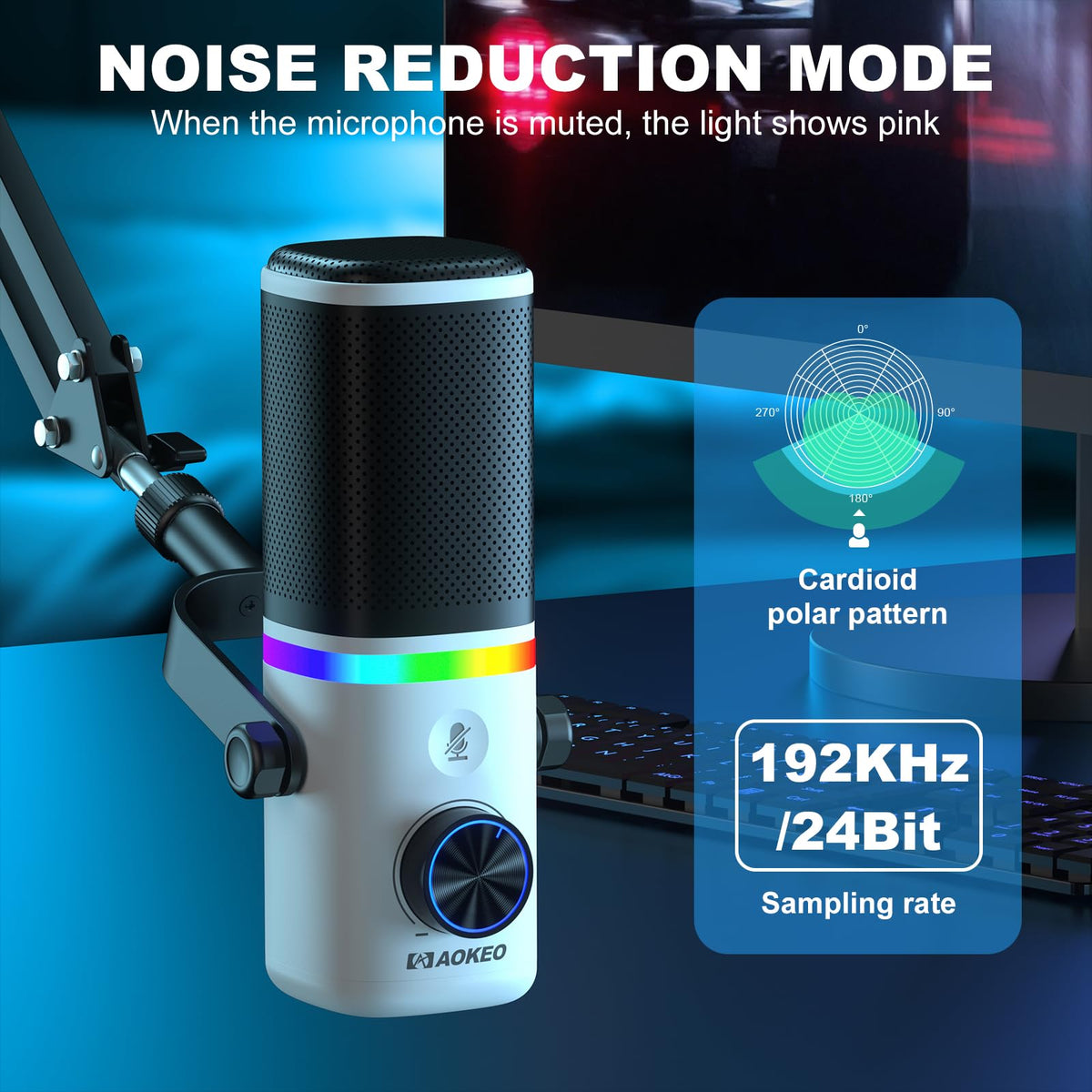 USB Condenser Gaming Microphone with Mic Arm B180