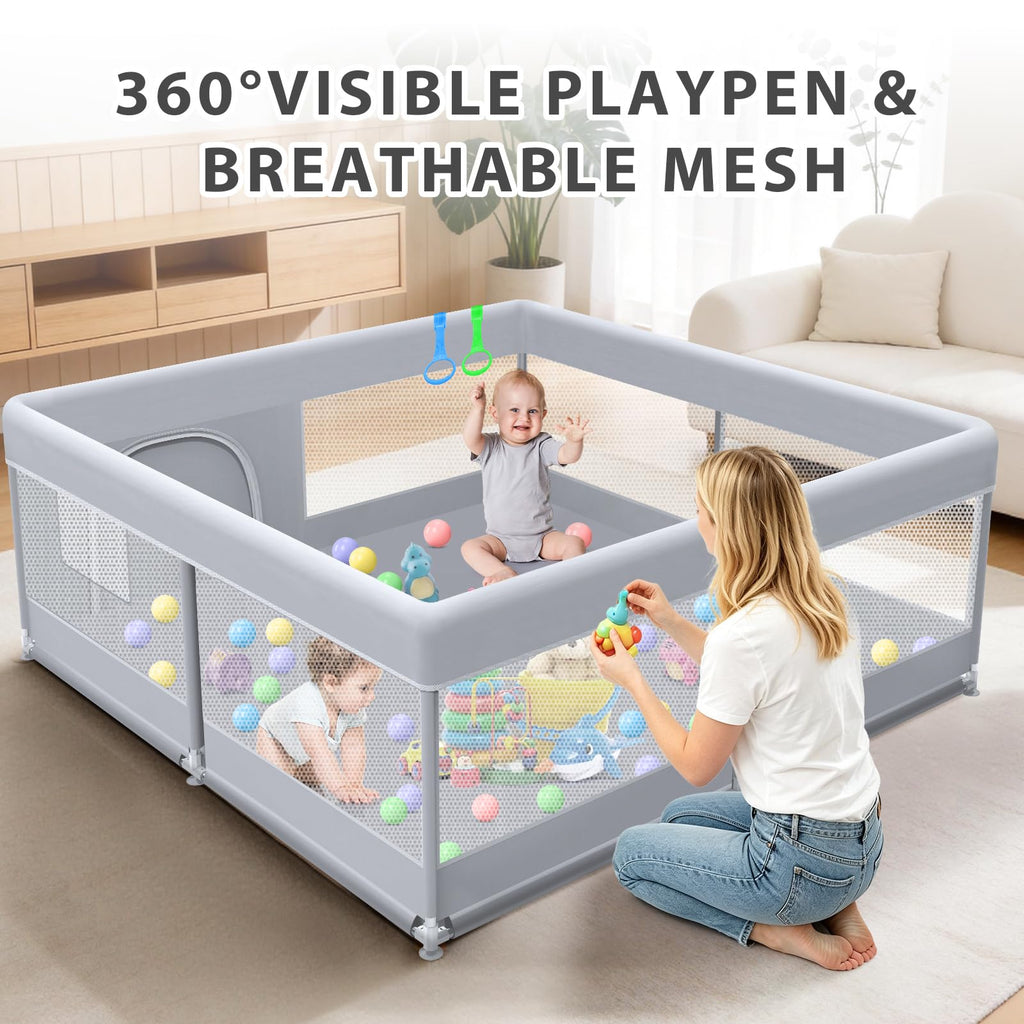 50 x 50 Inch Baby Playpen with Breathable Mesh T886