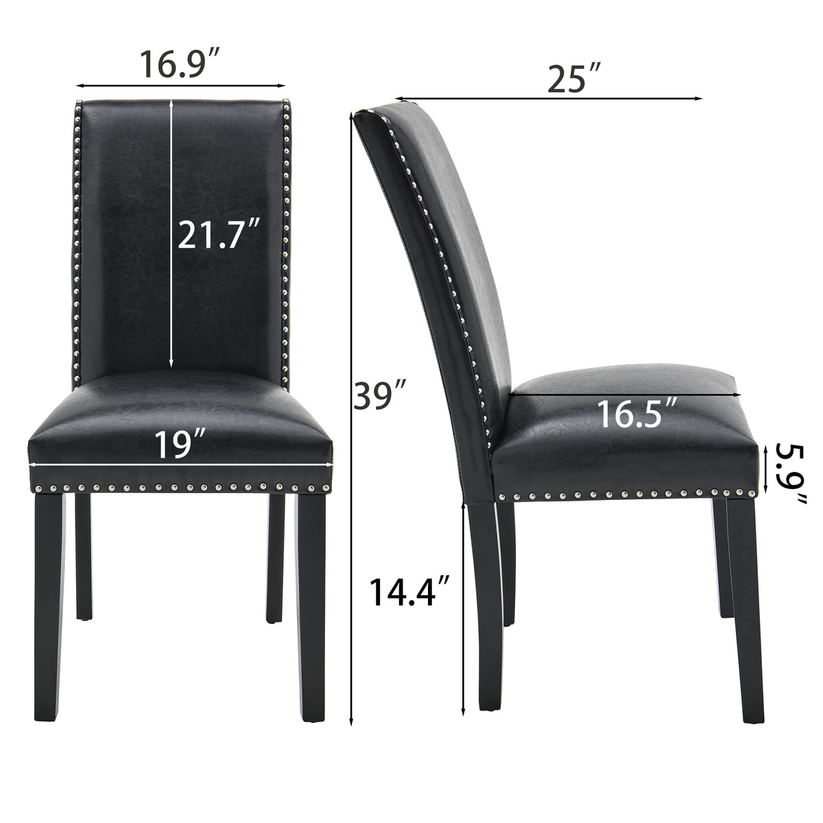 Black PU Dining Chairs Set of 2 I589971