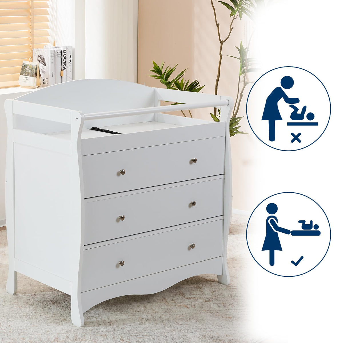 White Changing Table Dresser E7974