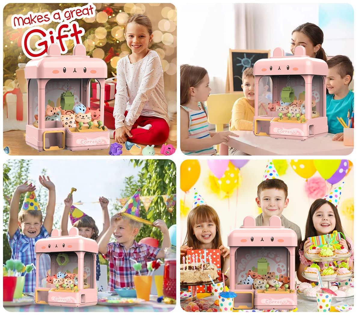 Large Claw Machine with Prizes, Adjustable Sound & Light, Mini Vending Machine, Electronic Arcade Crane Game, Candy Dispenser Toy S24648